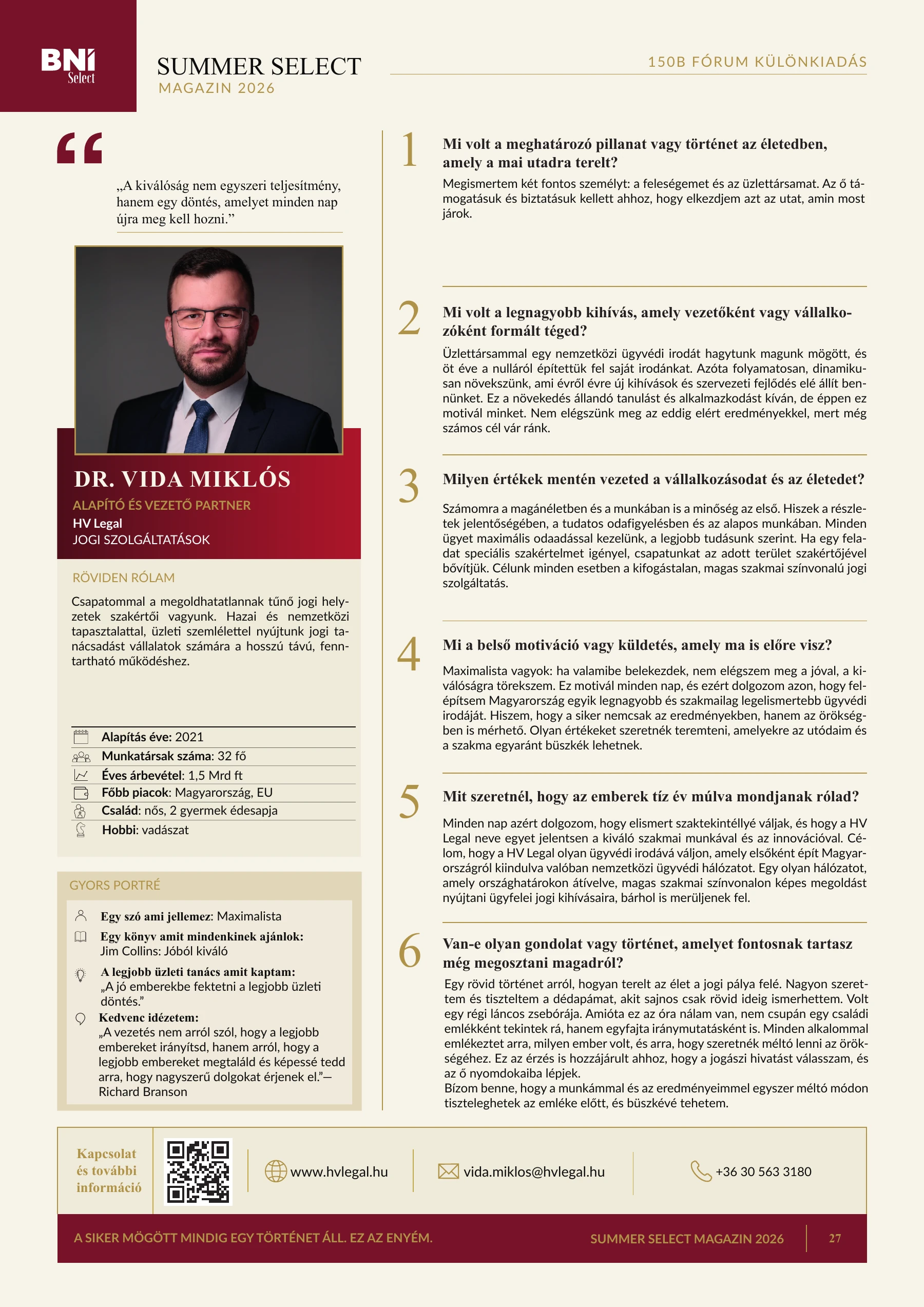 27. magazinoldal — Dr Vida Miklós