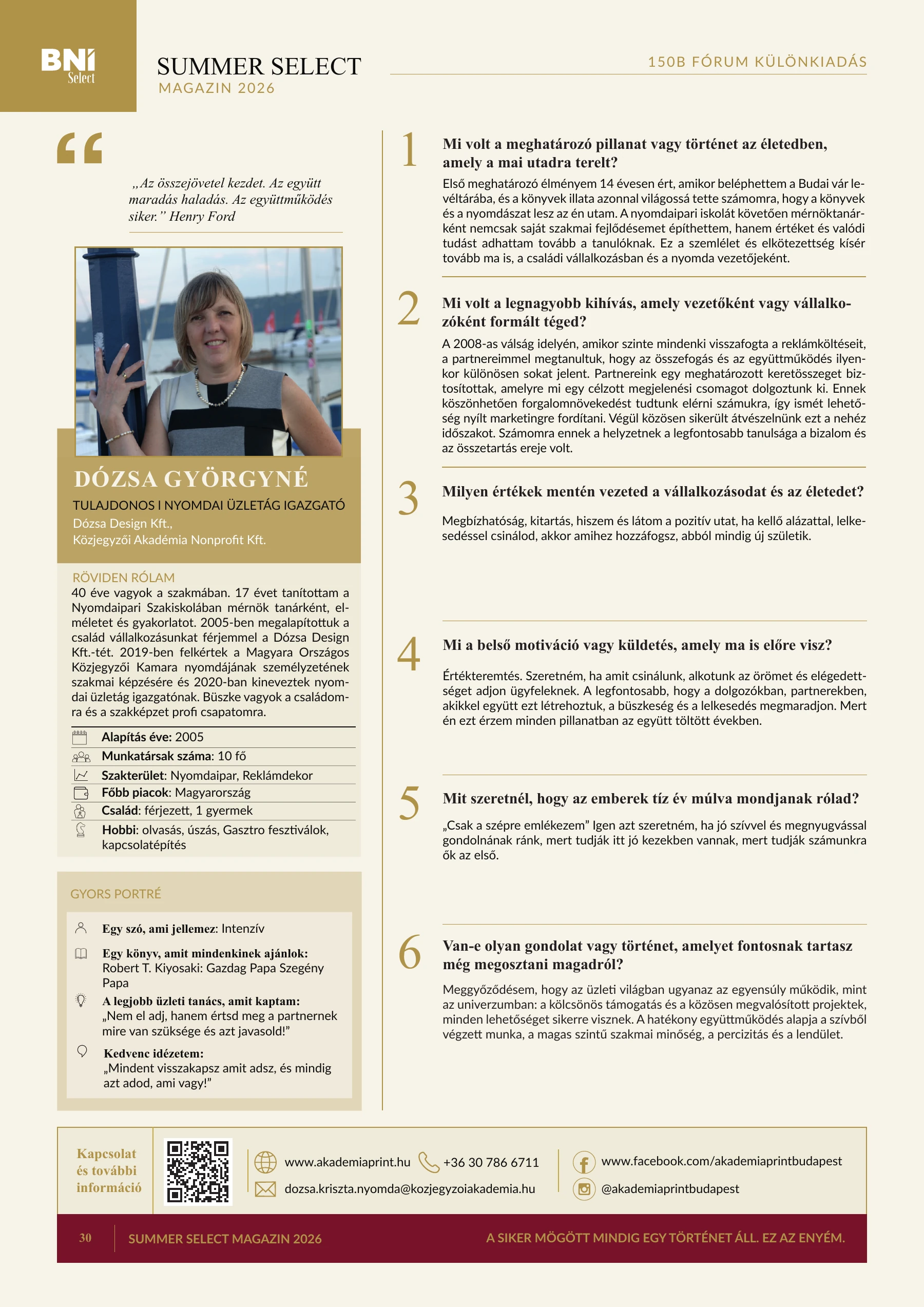30. magazinoldal — Dózsa Györgyné